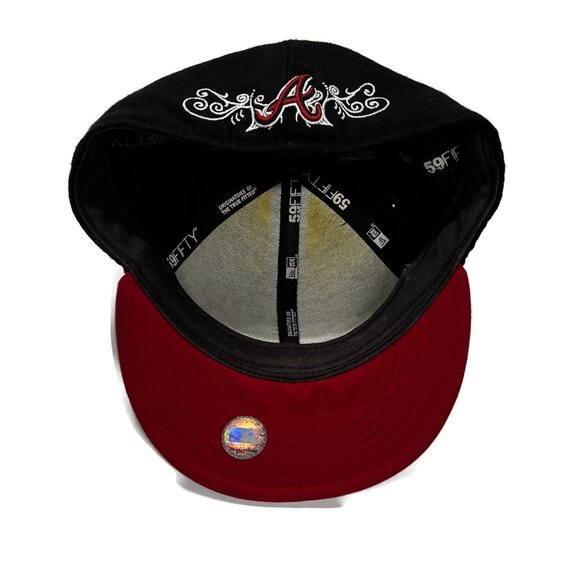 Atlanta Braves Hat Cap New Era Fitted 7 5/8 59Fifty Wool Black Baseball MLB - Picture 5 of 10